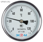 Подробнее... Термометр биметаллический ЭКОМЕРА БТ-1-80, 0-120С, L=100